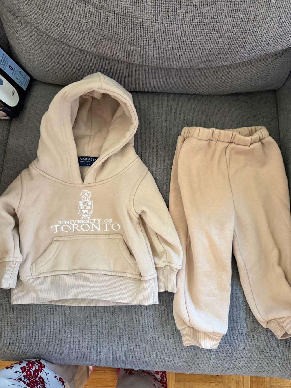 Varsity Beige Kids Hoodie & Joggers Set
